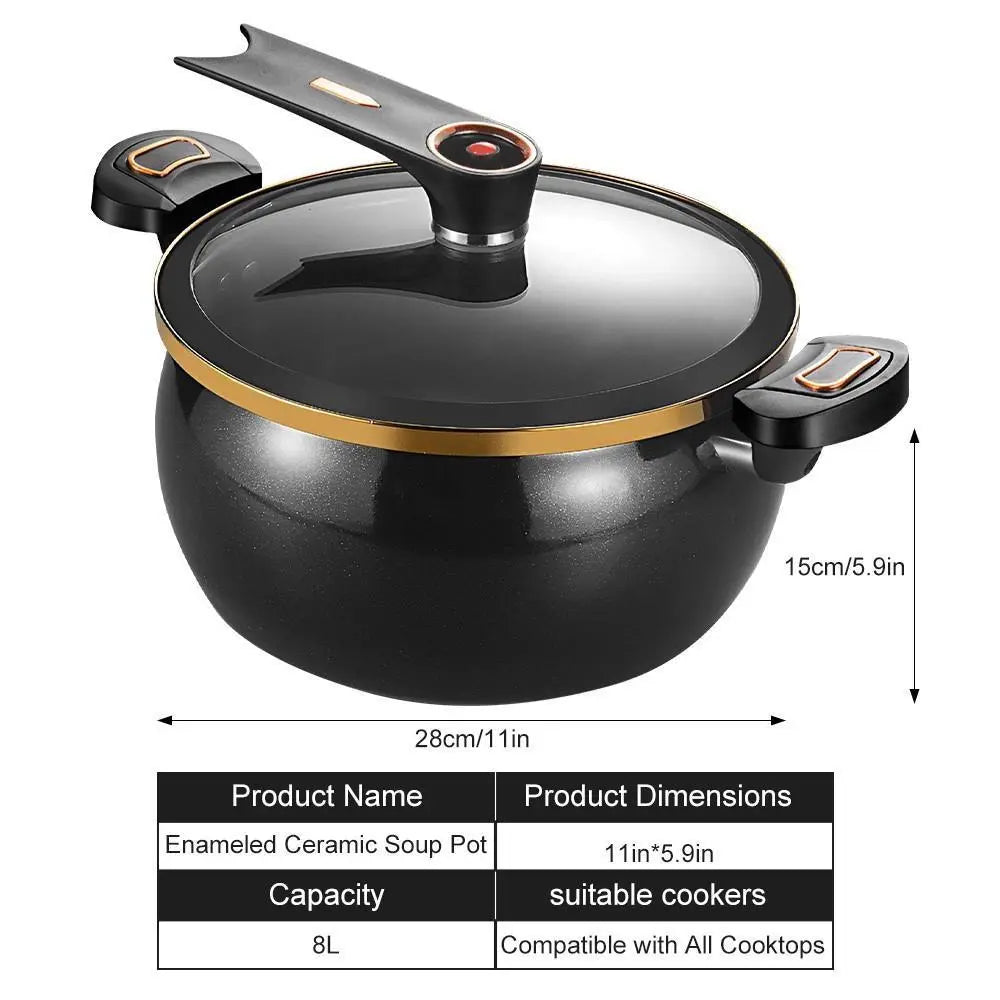 8L Multi-Function Micro Pressure Cooker - 11-Inch Non-Stick Cooking Pot for Induction, Gas, Electric Ceramic, and Halogen Stoves