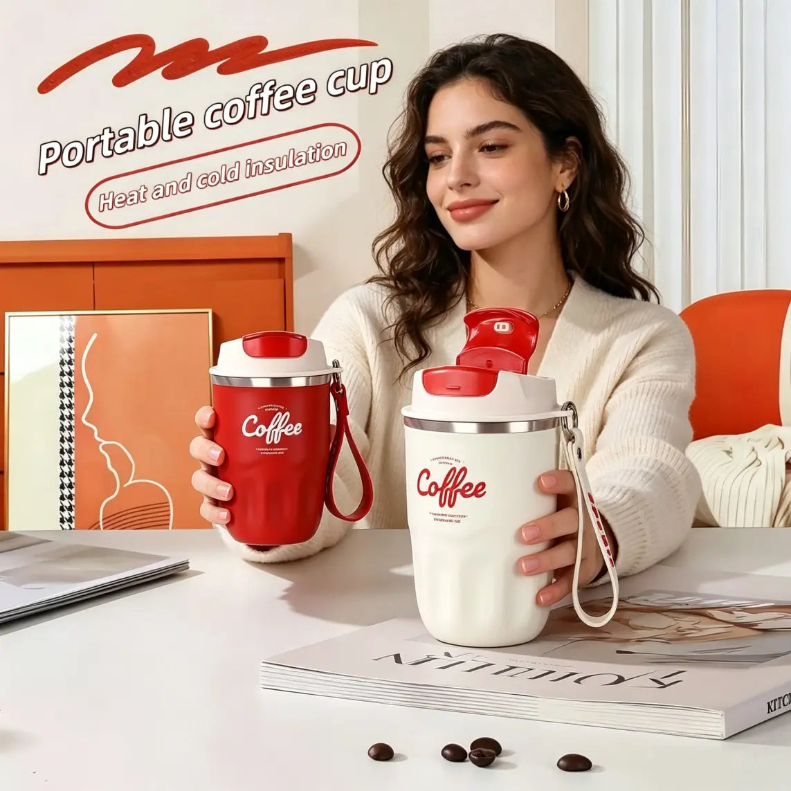 12.17 Oz Stainless Steel Insulated Cup with Handle, High-End Coffee Mug, Drinkware Available in Multiple Colors, Durable and Stylish Design #GLOBAL PICKS