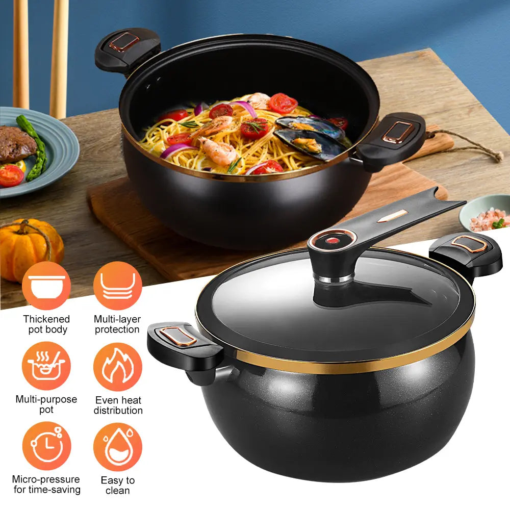 8L Multi-Function Micro Pressure Cooker - 11-Inch Non-Stick Cooking Pot for Induction, Gas, Electric Ceramic, and Halogen Stoves
