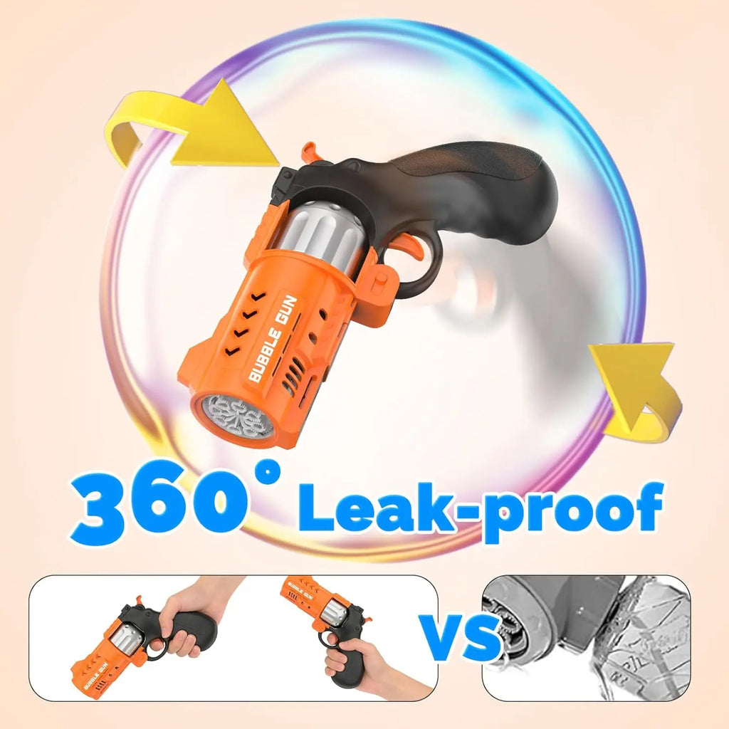Eaglestone 2 Pack Revolver Bubble Guns, LED Light up Bubble Blasters, 8000+ Bubbles per Minute, 4 Bubble Solution Bottles, Indoor Outdoor Summer Toys