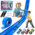 UDROLL TOYS Flexible Racing Track Set – 15Ft Roll-Up Track with 4 Mini Speed Cars & Suction Mounts | Portable Indoor Ramp Racing Toy for Kids