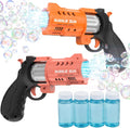 Eaglestone 2 Pack Revolver Bubble Guns, LED Light up Bubble Blasters, 8000+ Bubbles per Minute, 4 Bubble Solution Bottles, Indoor Outdoor Summer Toys