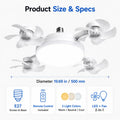 E27 Socket Ceiling Fan Light, 2-In-1 LED Fan with Remote Control, Quiet Cooling Light for Bedroom, Kitchen, Living Room & Home