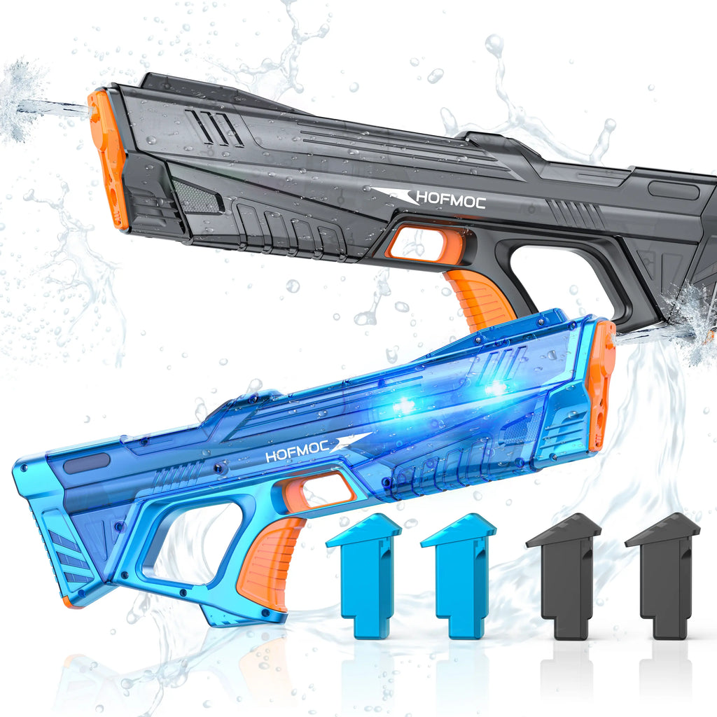 Electric Water Guns for Adults and Kids, 2-Pack Automatic Water Guns with Light-Up Muzzles, IPX6 Waterproof Squirt Gun, Comes with 4 Batteries,Outdoor Summer Party Toy Outdoor Fun for Adults & Kids Toys