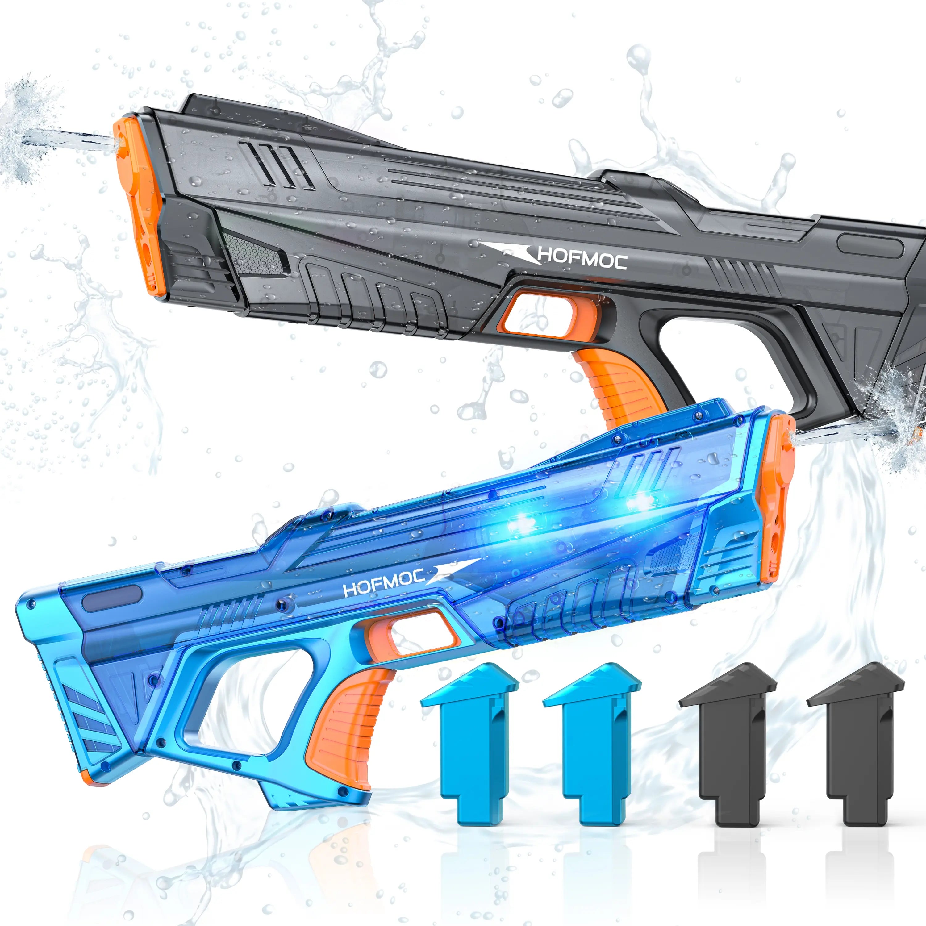 Electric Water Guns for Adults and Kids, 2-Pack Automatic Water Guns with Light-Up Muzzles, IPX6 Waterproof Squirt Gun, Comes with 4 Batteries,Outdoor Summer Party Toy Outdoor Fun for Adults & Kids Toys