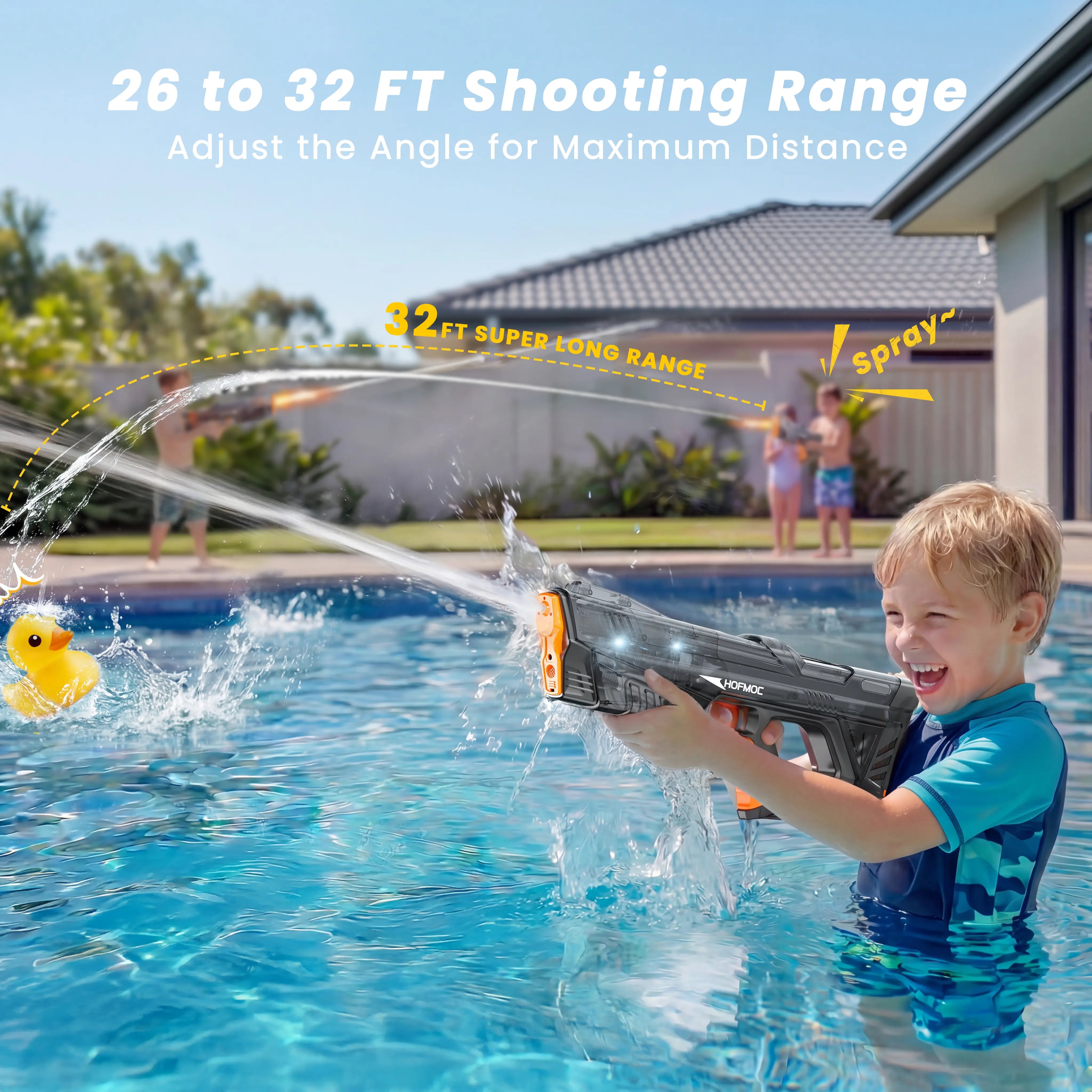 Electric Water Guns for Adults and Kids, 2-Pack Automatic Water Guns with Light-Up Muzzles, IPX6 Waterproof Squirt Gun, Comes with 4 Batteries,Outdoor Summer Party Toy Outdoor Fun for Adults & Kids Toys