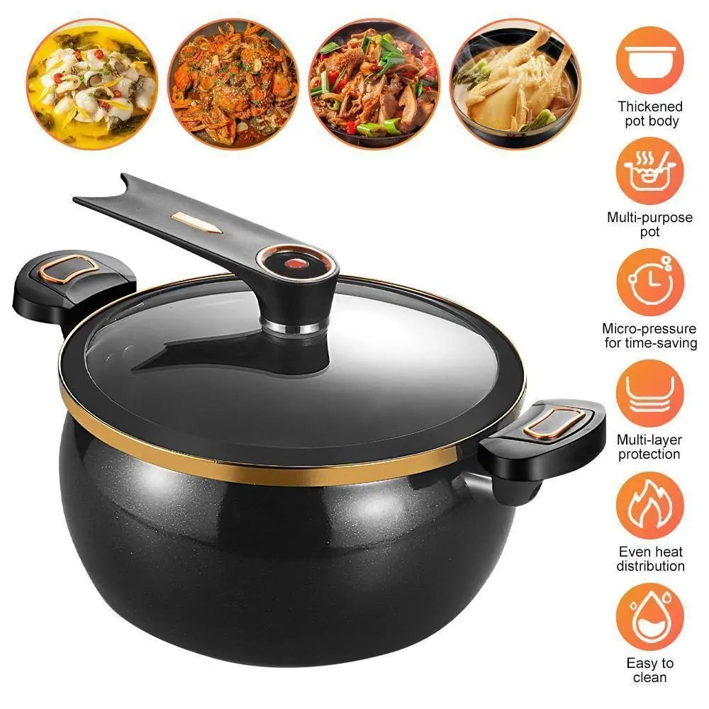 8L Multi-Function Micro Pressure Cooker - 11-Inch Non-Stick Cooking Pot for Induction, Gas, Electric Ceramic, and Halogen Stoves