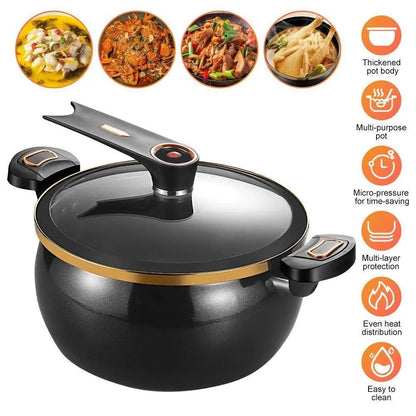 8L Multi-Function Micro Pressure Cooker - 11-Inch Non-Stick Cooking Pot for Induction, Gas, Electric Ceramic, and Halogen Stoves