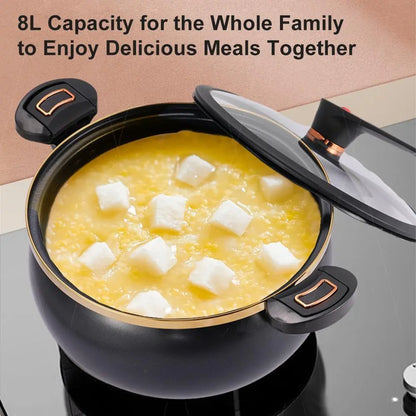 8L Multi-Function Micro Pressure Cooker - 11-Inch Non-Stick Cooking Pot for Induction, Gas, Electric Ceramic, and Halogen Stoves