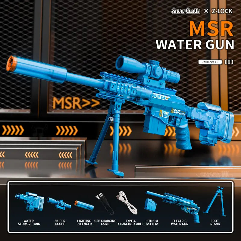2026 NEW MSR Electric Water Blaster, Automatic Squirt Blaster with Glowing Muzzle, 320Cc High Capacity, up to 30 FT Range, IP67 Waterproof, Water Blasters for Kids Adults Outdoor Summer Swimming Pool Game Toys Birthday Gift Outdoorfun Summervibes