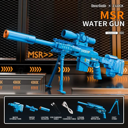 2026 NEW MSR Electric Water Blaster, Automatic Squirt Blaster with Glowing Muzzle, 320Cc High Capacity, up to 30 FT Range, IP67 Waterproof, Water Blasters for Kids Adults Outdoor Summer Swimming Pool Game Toys Birthday Gift Outdoorfun Summervibes